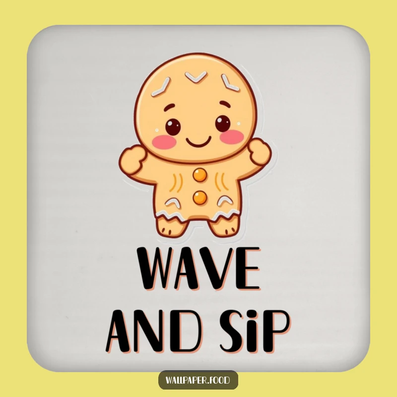 Funny Gingerbread Cookie Wave Coaster Set: Protect Surfaces with Sweet Humor!