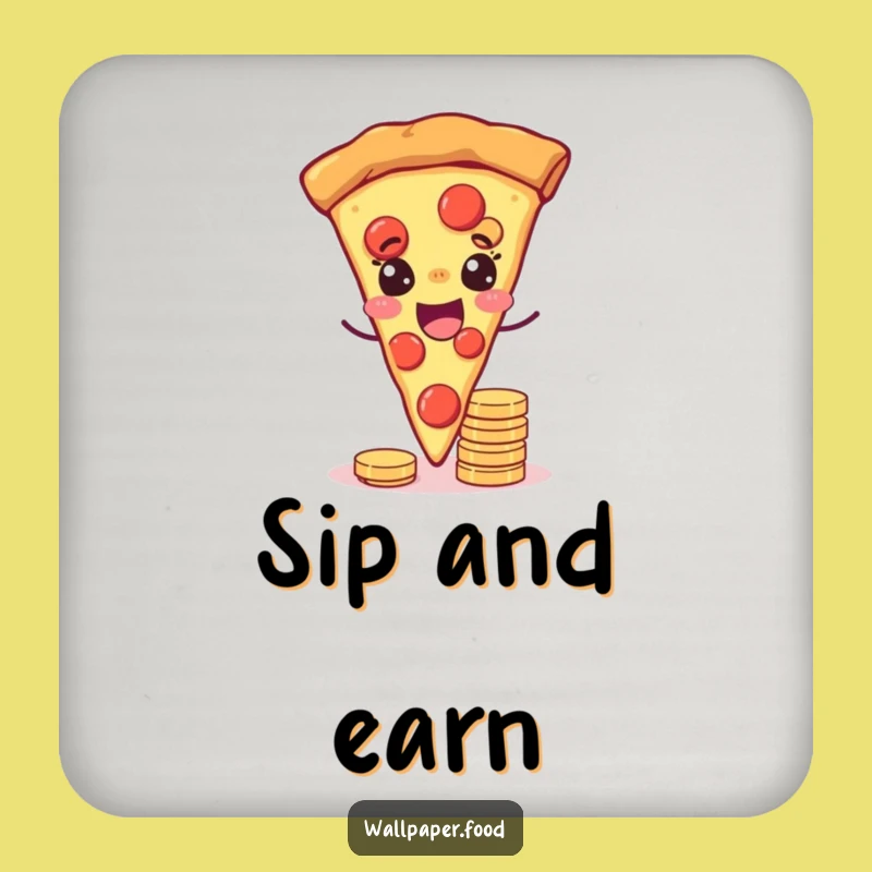 Funny Joyful Pizza Wink Coaster - Hilarious Lucky Table Protector