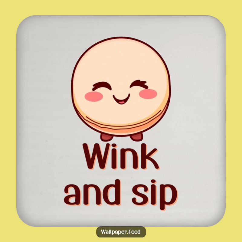 Funny Macaron Wink Coaster Set: Protect Surfaces with Sweet Smiles!