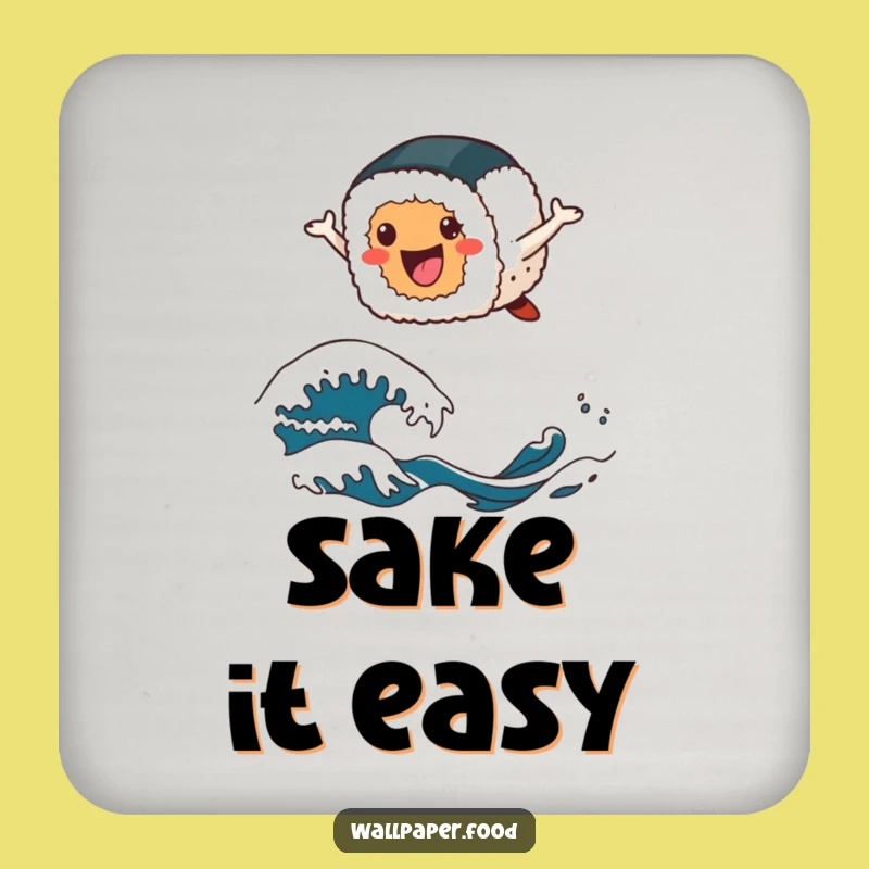 Funny Sushi Wave Coaster Set - Cheerful Sushi Character Drink Protection Gift!