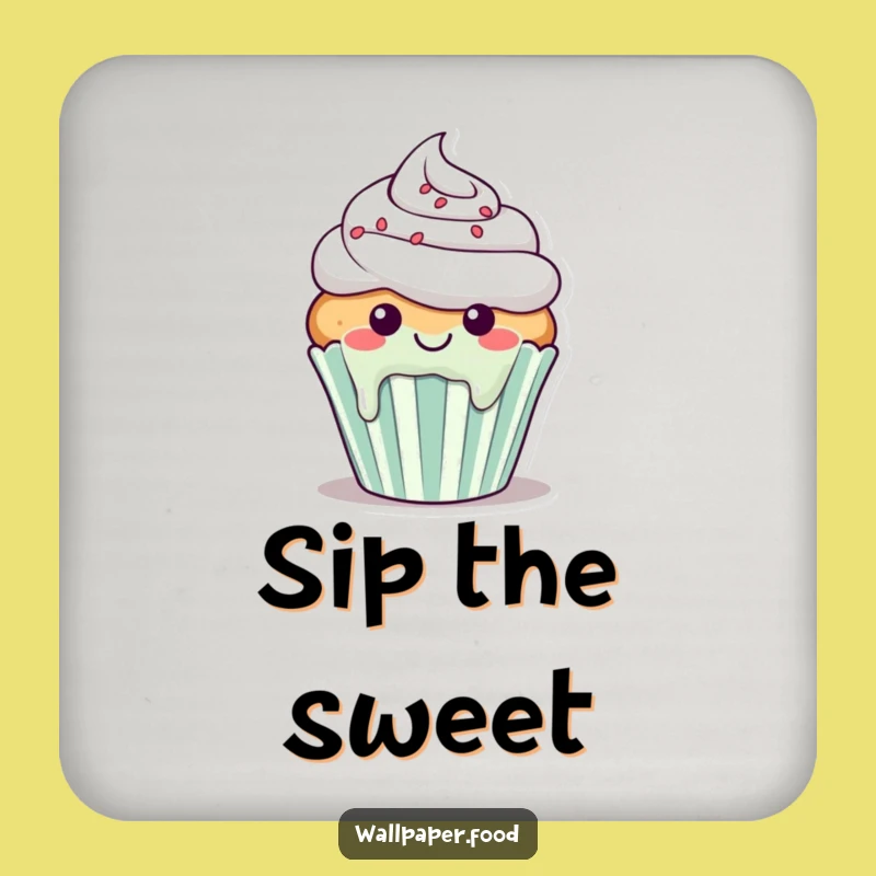 Funny Cupcake Drip Drink Coaster: Protect Surfaces with a Sweet Character