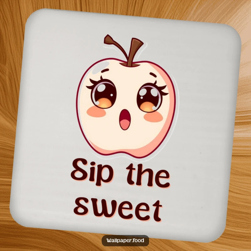 Funny Surprised Candy Apple Coaster, a cute character with wide, excited eyes, adding sweet, surprising charm.