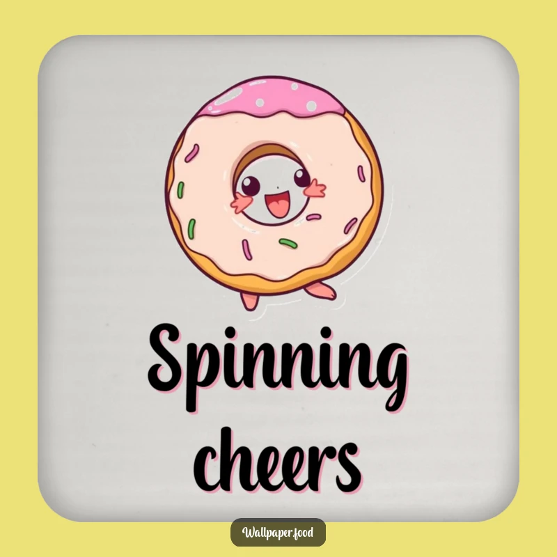 Funny Doughnut Spin Coaster, Protect Surfaces with Joy, Sweet Decor