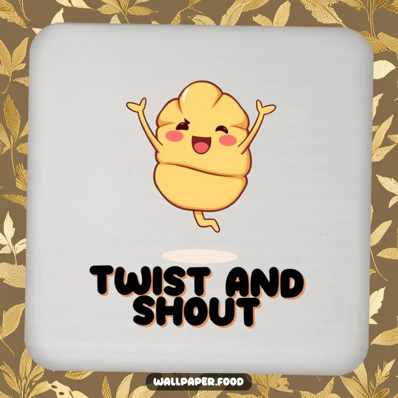 Funny Coaster: A joyous croissant character pirouetting, offering a funny and protective touch to your tables, perfect for elegant homes.