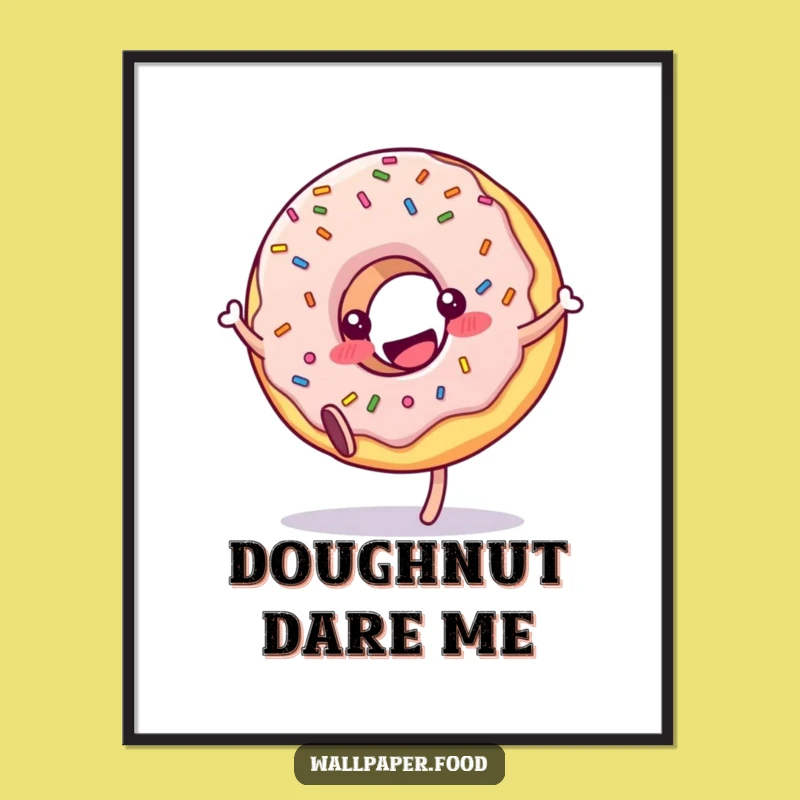 Funny Donut Sprinkle Cartwheel Poster: Cheerful Art for a Sweet Space