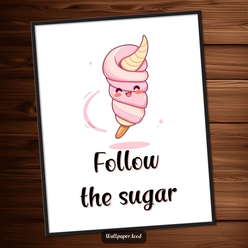 Funny poster art of a churro character twirling dynamically, leaving a sugar trail, designed to bring smiles and a sweet vibe.