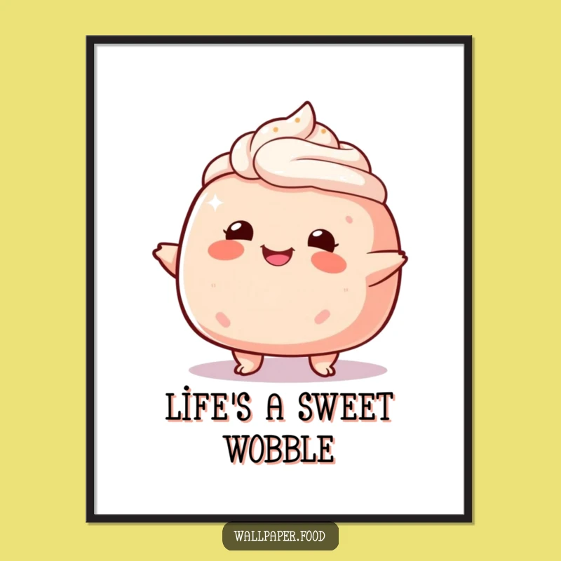 Funny Cake Character Wobble Poster - Adorable Art, Perfect Sweet Decor Gift