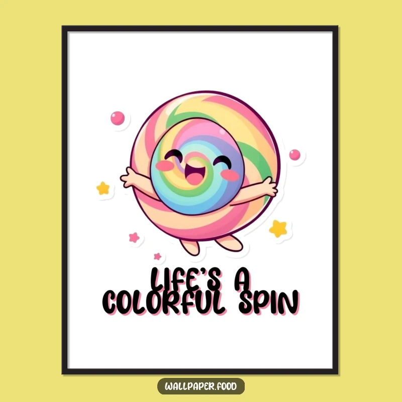 Funny Candy Character Poster - Vibrant Spinning Art, Perfect Colorful Decor Gift
