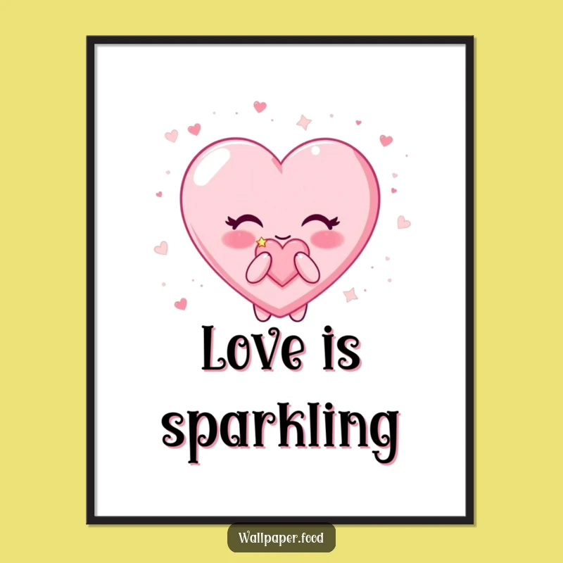 Funny Candy Heart Poster - Happy Blow, Glittery Wall Art