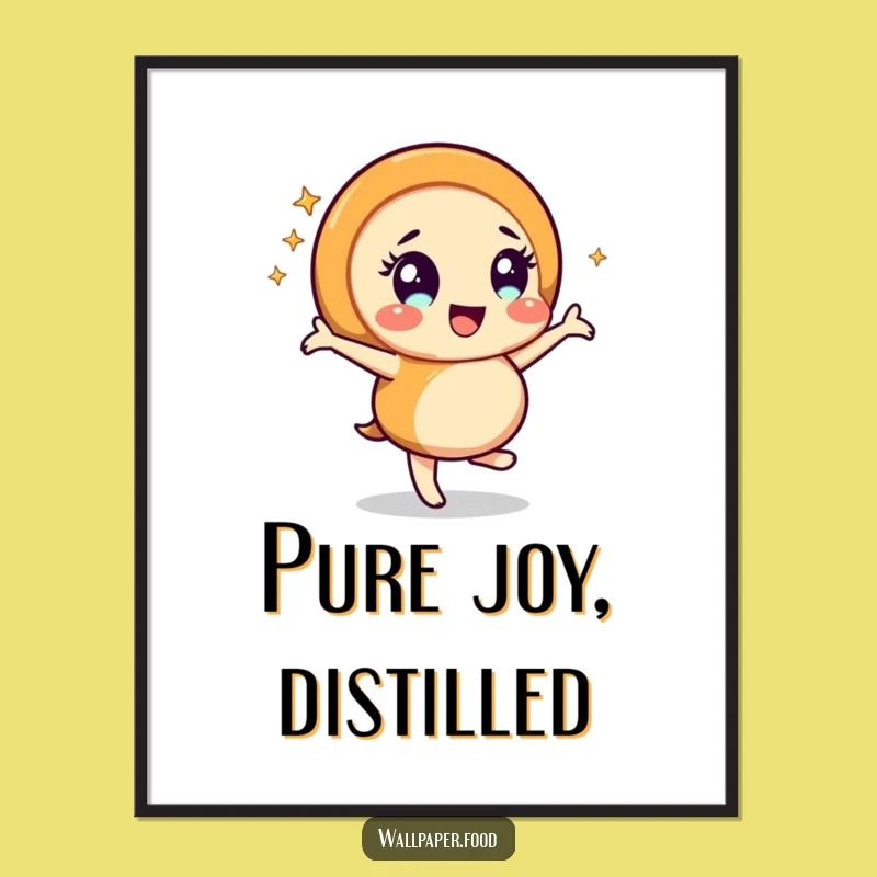 Funny Caramel Swirl Dancing Poster: Cheerful Character Sparkle Wall Art, Unique Funny Gift