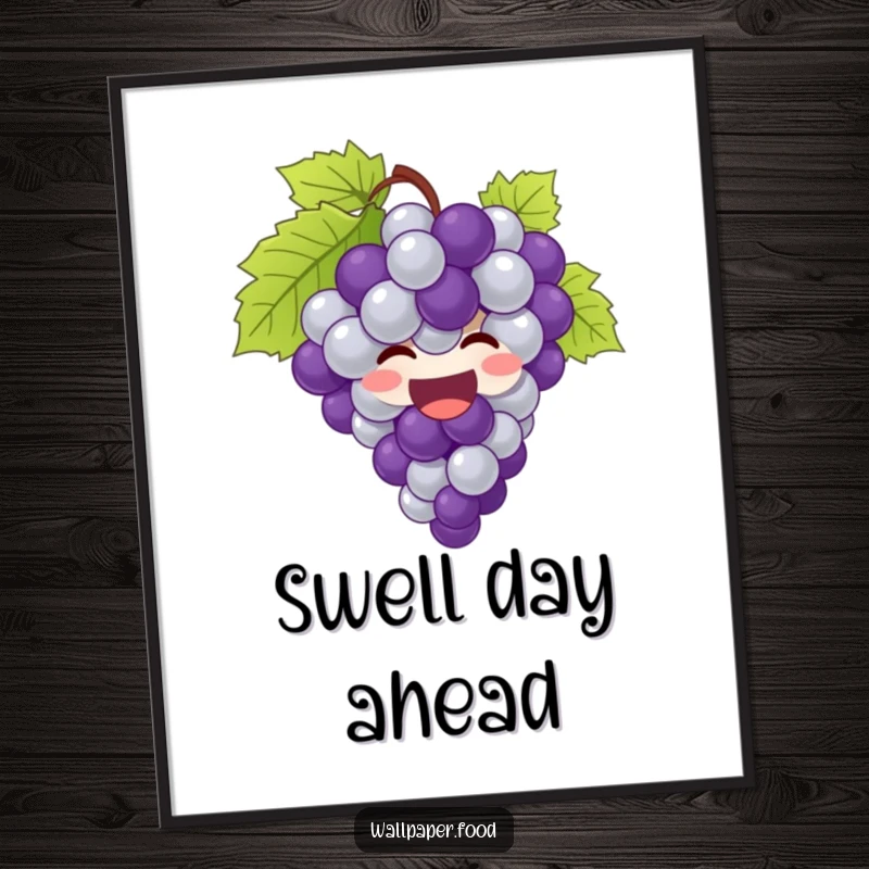 Funny grapes poster art of a giggling bunch of grapes bursting with joy, adding a cheerful touch.
