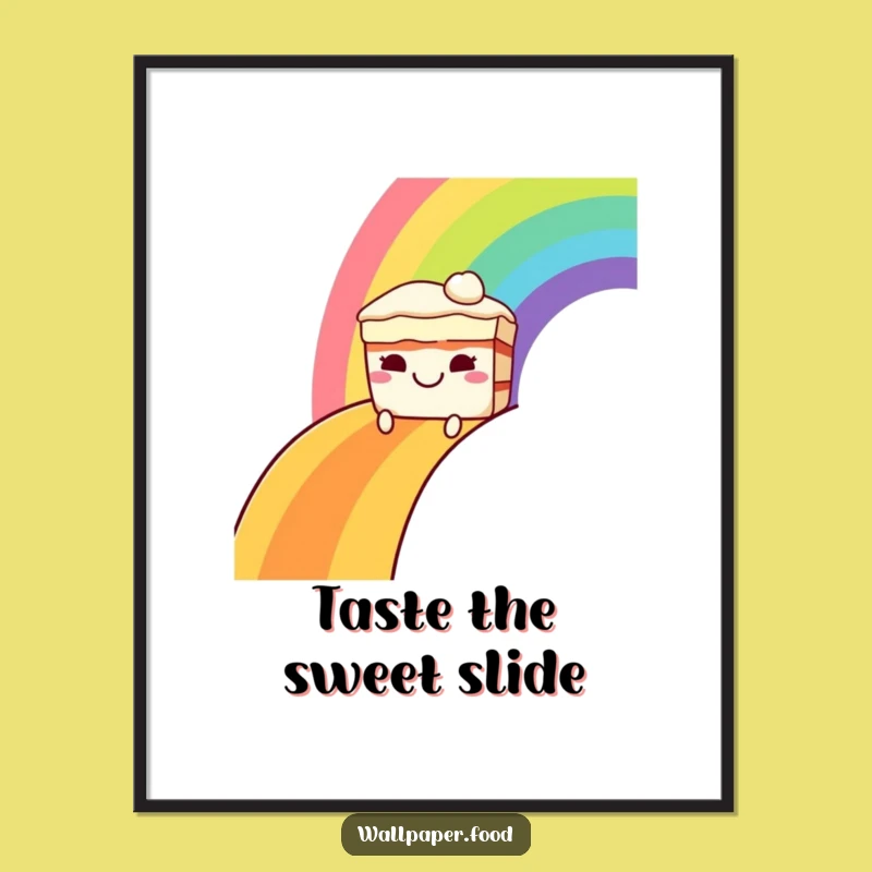Funny Grinning Cake Rainbow Poster: Brighten Your Walls with Sweet Art