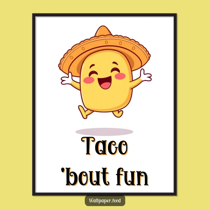 Funny Taco Sombrero Leap Poster: Vibrant Wall Art for Festive Fun