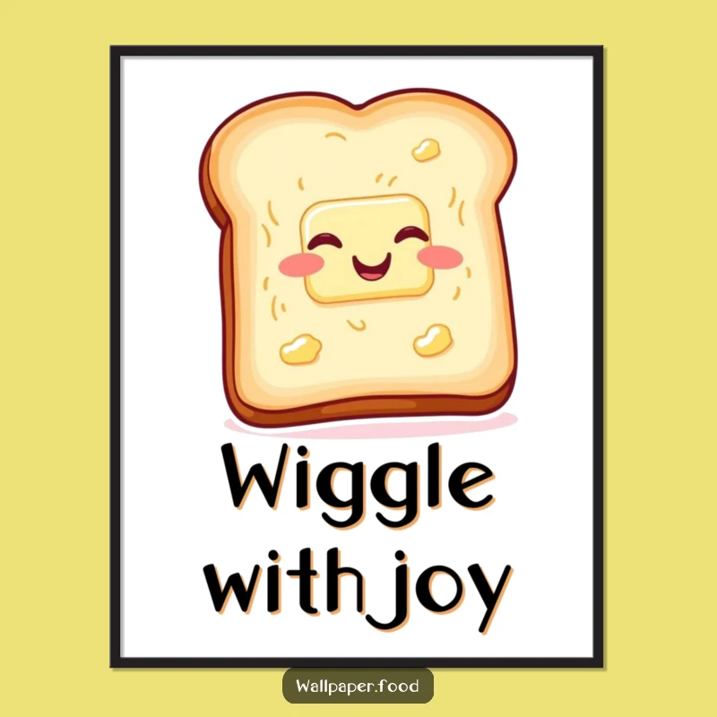 Funny Toast Butter Poster, Wiggling with Glee Humorous Wall Art