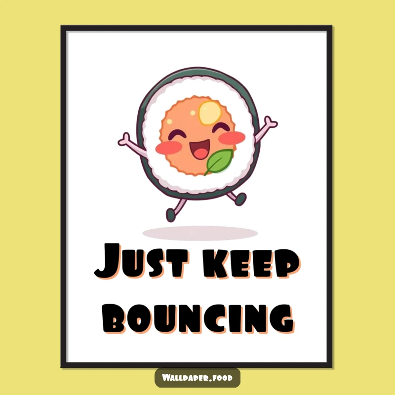 Funny Bouncing Sushi Poster - A Joyful Leap for Wall Art Gift