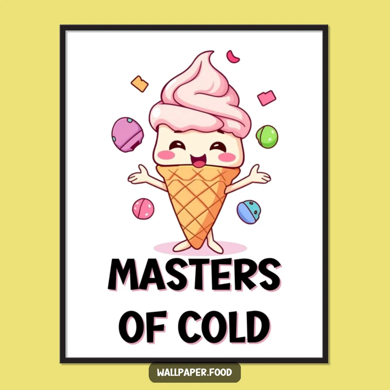 Funny Ice Cream Cone Juggling Poster, Add Sweet, Hilarious Art to Your Walls