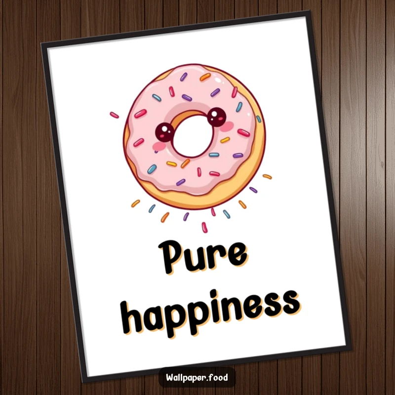 Funny poster of a happily spinning donut showering sprinkles, vibrant and sweet for wall decor.