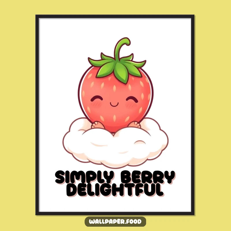Funny Blushing Strawberry Cream Cloud Poster: Sweet Wall Art