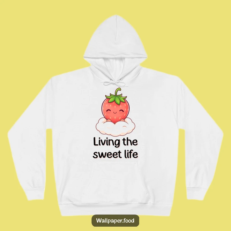 Funny Blushing Strawberry Cream Cloud Hoodie: Cozy Sweetness