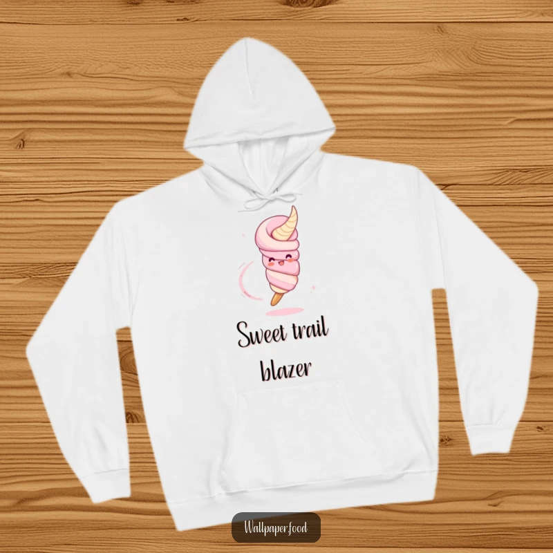 Funny hoodie featuring a delightful churro character twirling energetically, leaving a sugary trail, perfect for cozy, humorous moments.