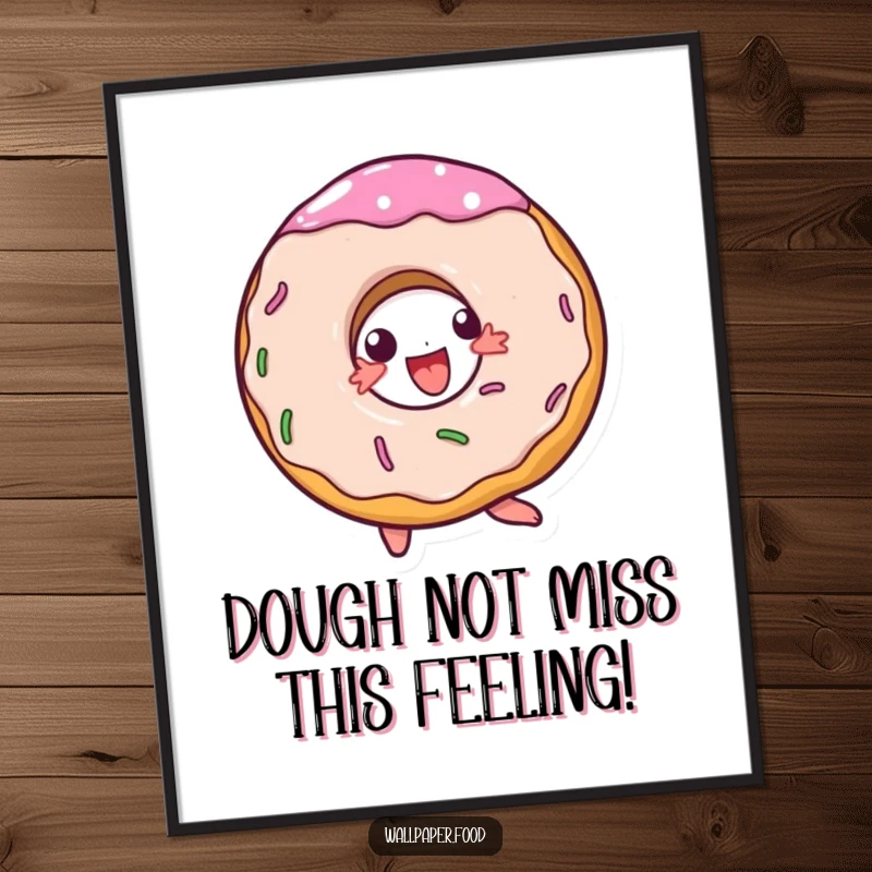 Funny Free Printable Wall Art: A doughnut character doing a joyful spin, a fun piece of downloadable art.