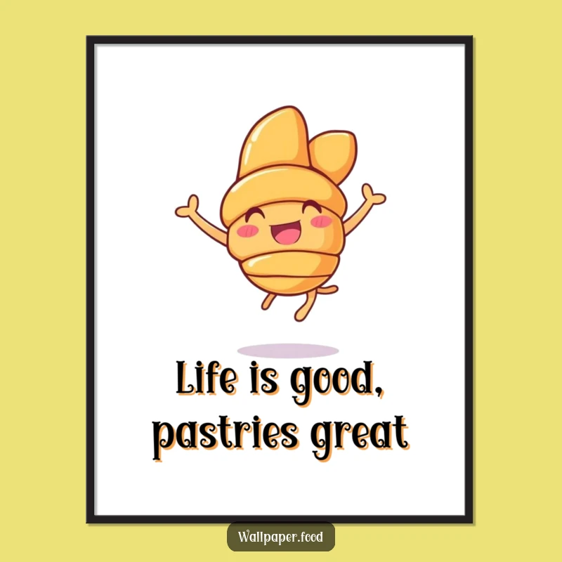 Free Printable Wall Art: Joyful Croissant Leap Funny Downloadable Decor for Your Home