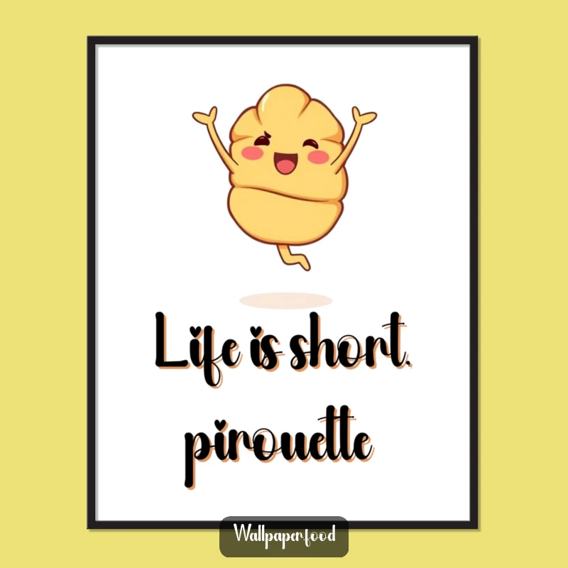 Free Printable Wall Art: Joyous Croissant Pirouette, Elegant Downloadable Decor