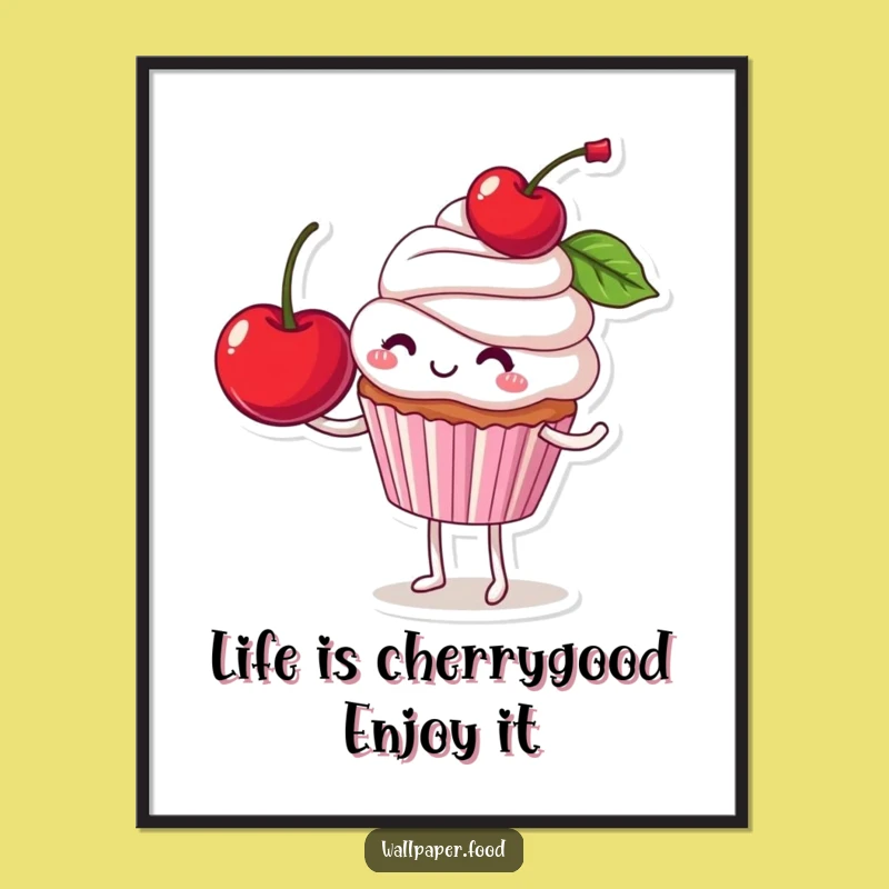 Funny Free Printable Wall Art: Cupcake Character Balancing Cherry