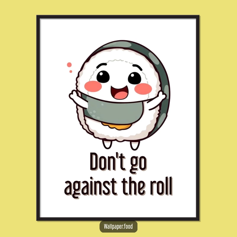Funny Free Printable Wall Art: Sushi Roll Wiggle - Whimsical Decor!