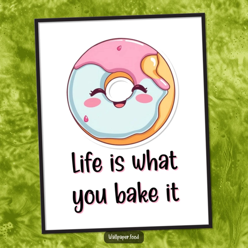 Funny Free Printable Wall Art: A happy donut with a bite taken out, winking cheekily, perfect for adding humor to home decor.