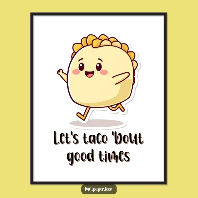 Funny Free Printable Wall Art: Happy Taco Hop - Vibrant Decor!