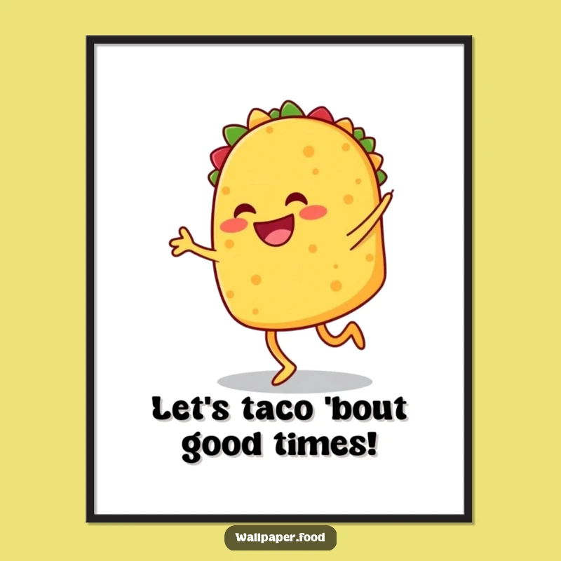 Free Printable Wall Art: Energetic Dancing Taco Design for a Whimsical and Fun Decor Piece