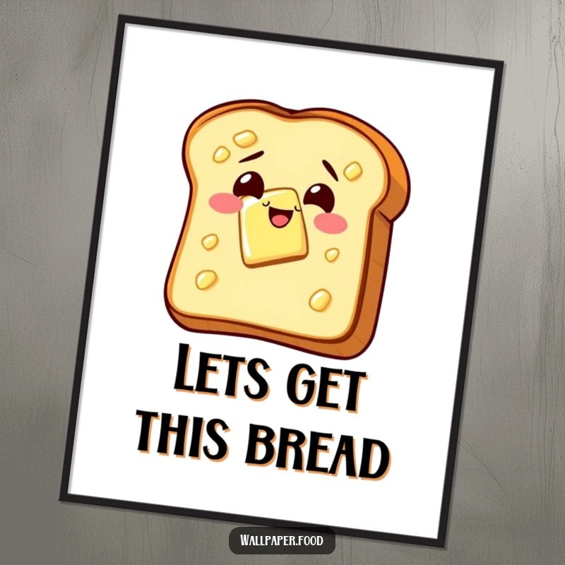 Funny Free Printable Wall Art: A slice of buttered toast does a happy wiggle, bringing kitchen humor to your decor.