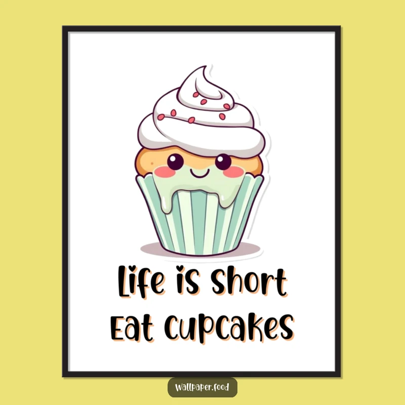 Free Printable Wall Art: Happy Dripping Cupcake - Downloadable Sweet Decor