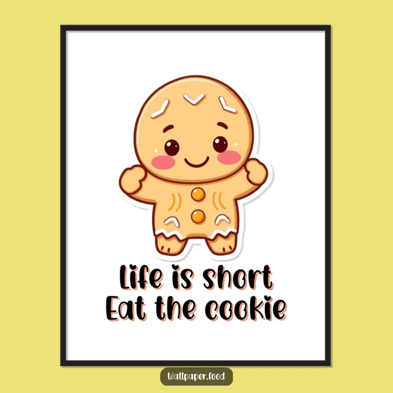Funny Free Printable Wall Art: Silly Gingerbread Cookie Waves A Warm Welcome