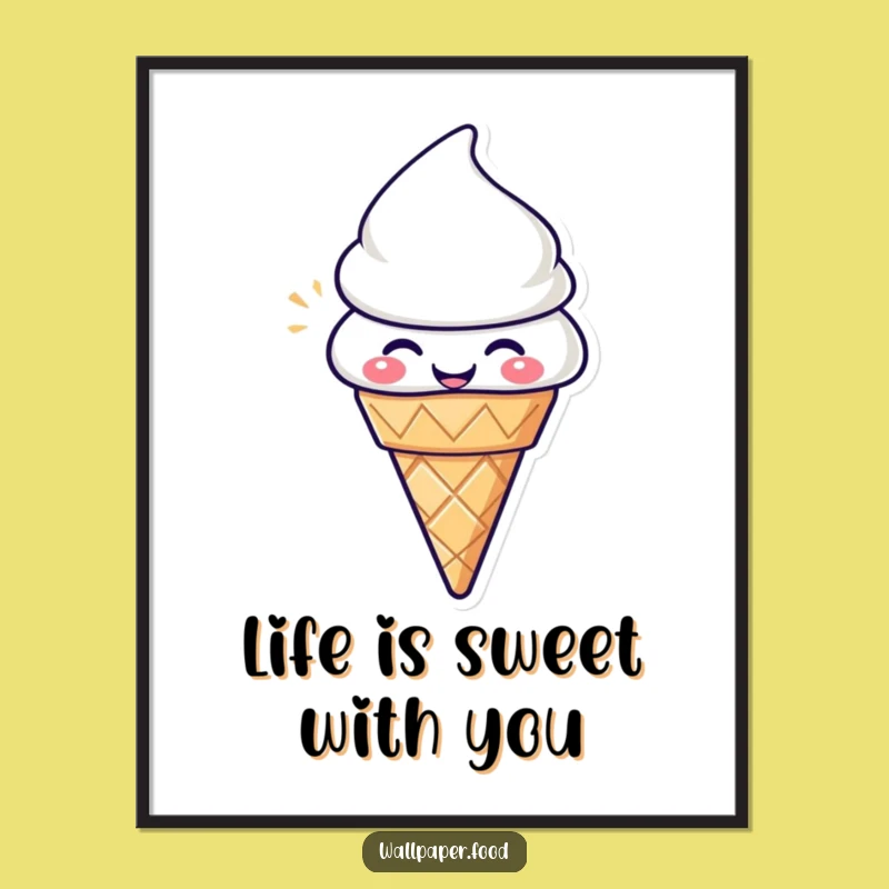 Funny Free Printable Wall Art: Happy Ice Cream Downloadable Decor