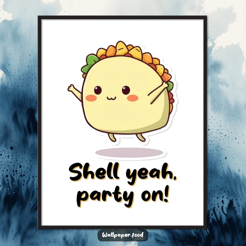 Funny Free Printable Wall Art: A humorous taco performing a dynamic mid-air split, bringing laughter and joy to any room.
