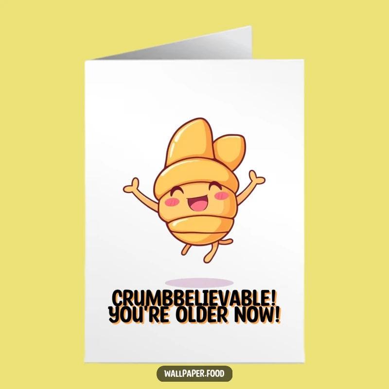 Free Printable Birthday Card: Joyful Croissant Leap Funny Downloadable Gift