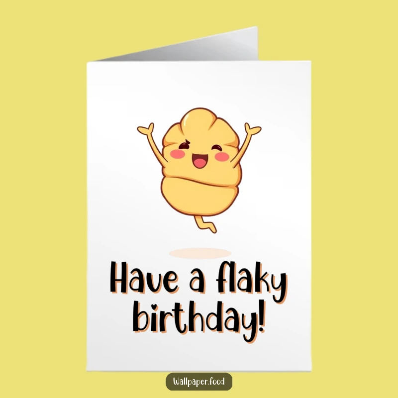 Free Printable Birthday Card: Joyous Croissant Pirouette, Elegant Downloadable Greeting