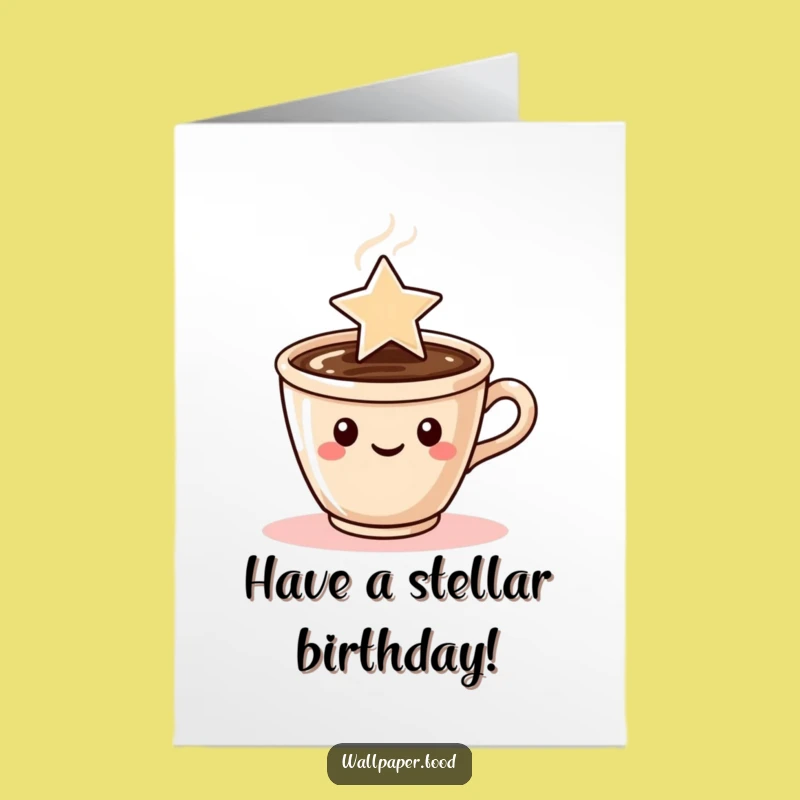 Free Printable Birthday Card: Star Steam Coffee Cup Fun