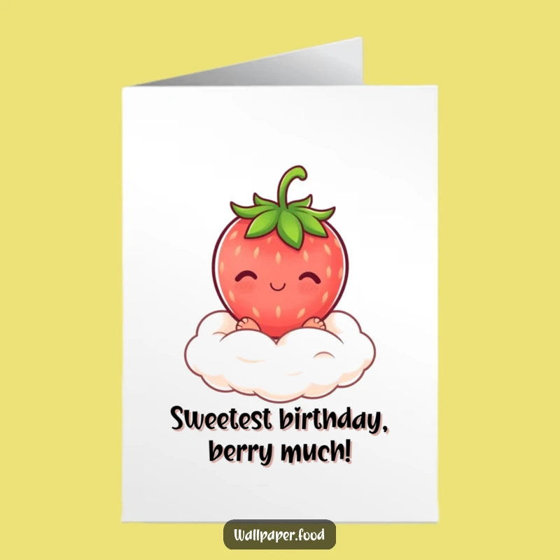 Free Printable Birthday Card: Strawberry Cloud Bliss for Your Special Day!