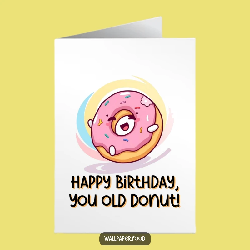 Free Printable Funny Donut Birthday Card: Rolling Delight Design for a Sweet Downloadable Gift