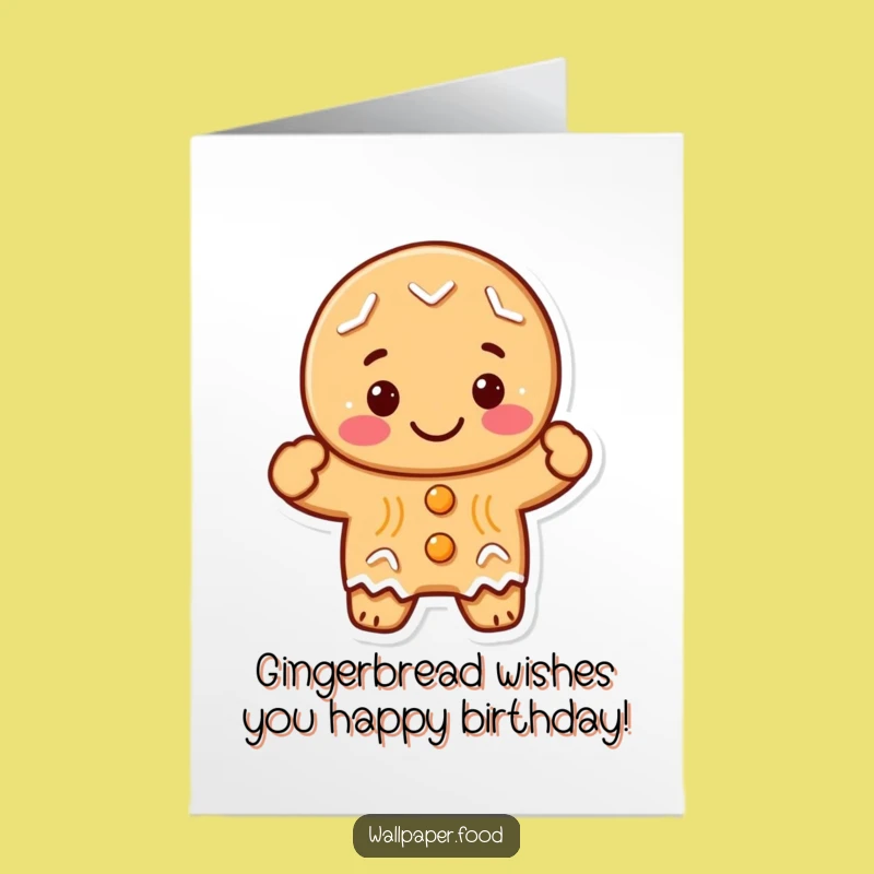 Free Printable Birthday Card: Silly Gingerbread Cookie Waves A Funny Hello