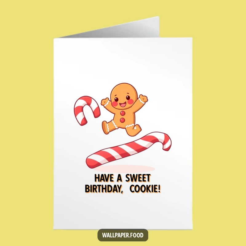 Free Printable Birthday Card: Gingerbread Man Leaping into Fun!