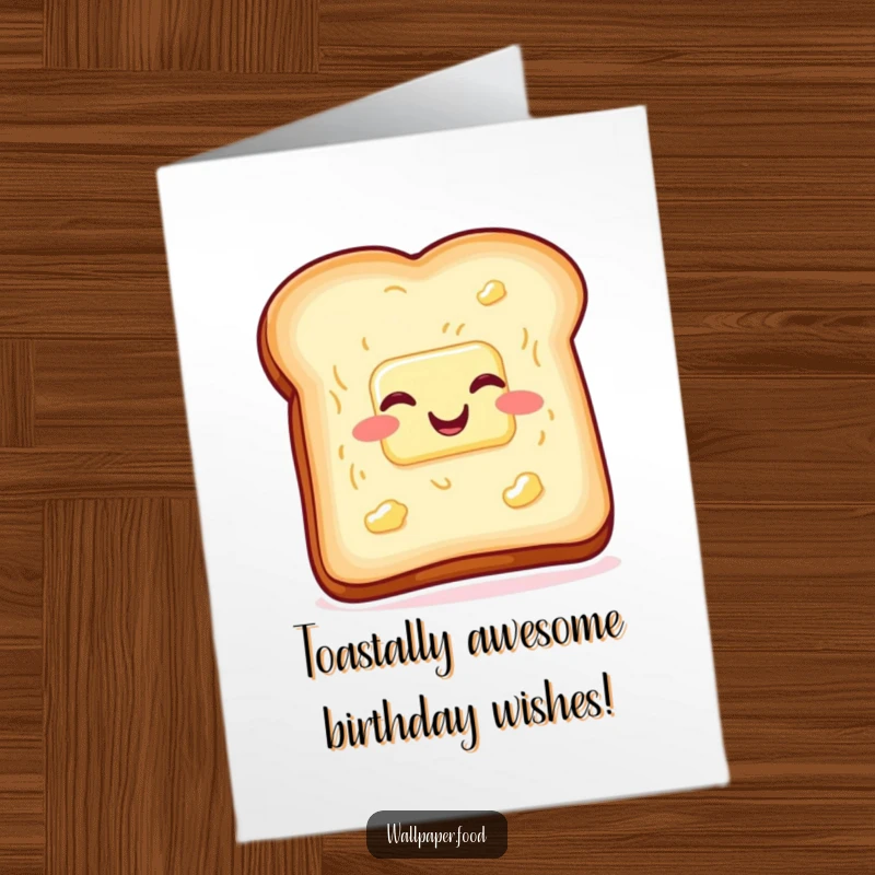 Funny Free Printable Birthday Card: A slice of toast with butter wiggling with pure glee, spreading birthday joy.