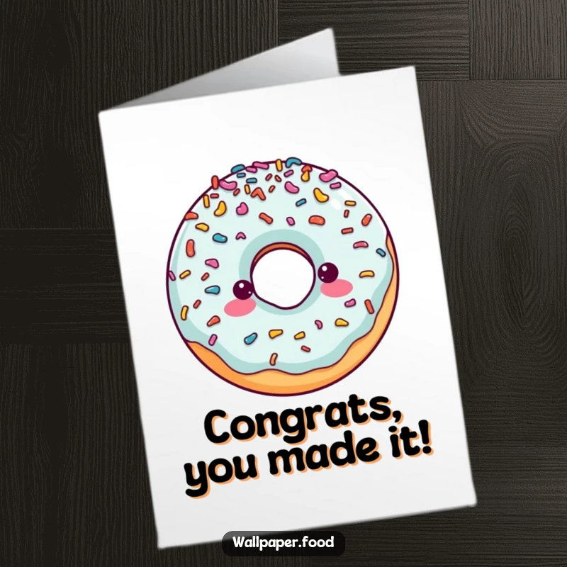 Funny Free Printable Congratulations Card: A cheerful doughnut character is showered in an abundance of colorful sprinkles.