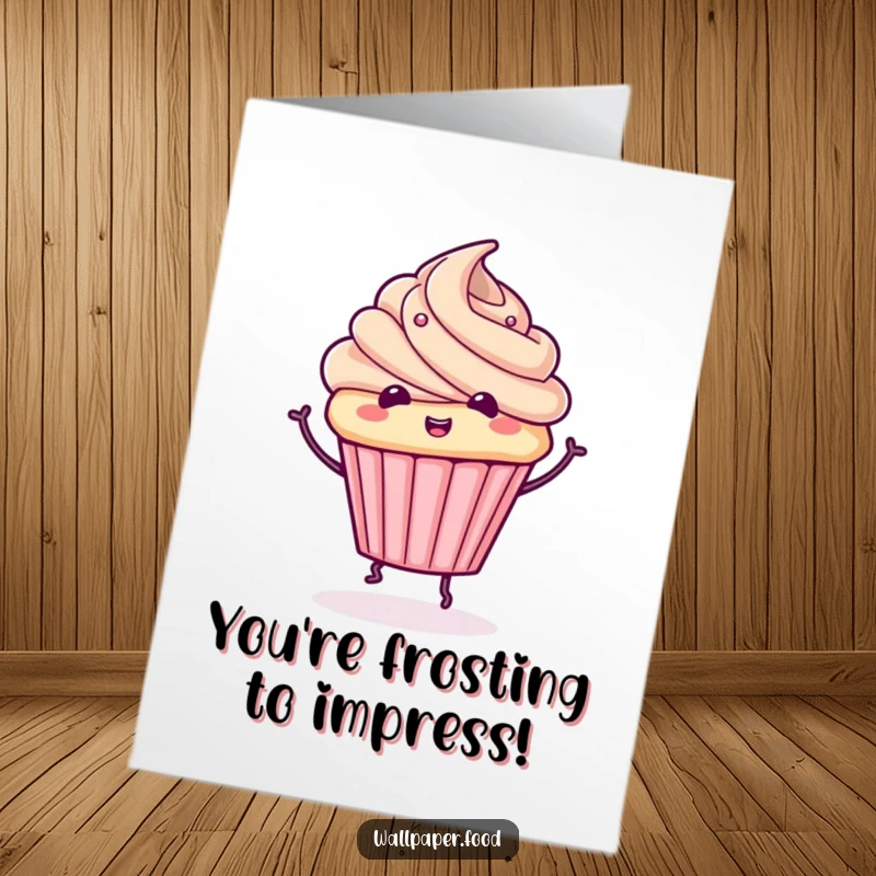 Funny Free Printable Congratulations Card: A cute cupcake character with frosting doing a celebratory spin, full of delight.