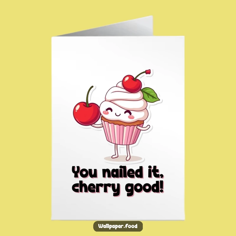 Free Printable Congrats Card: Funny Cupcake Character Cherry Crown