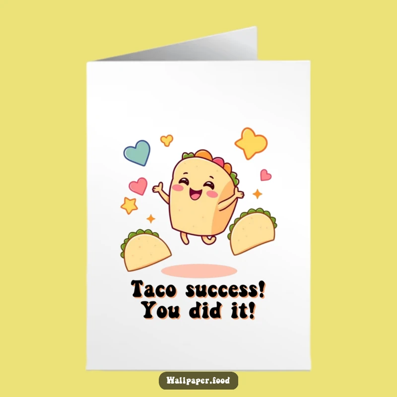 Free Printable Funny Taco Congrats Card: Dancing Fiesta Design for a Joyful Downloadable Gift