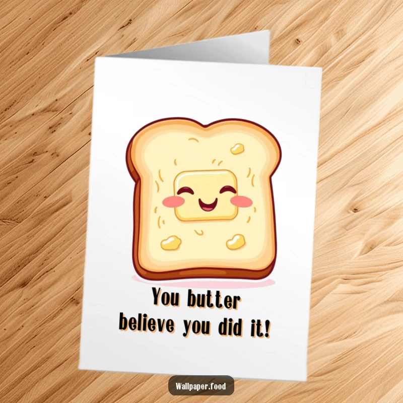 Funny Free Printable Congratulations Card: A slice of buttered toast wiggling with glee, celebrating wins with warm humor.